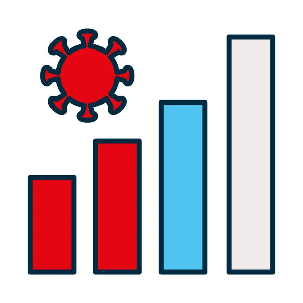 Grafikus diagram koronavírus ikon, vonal és töltés stílus — Stock Vector