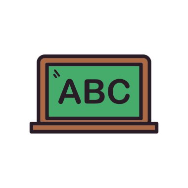 okul abc dizüstü bilgisayarı satırı ve biçim ikonu vektör tasarımını doldur