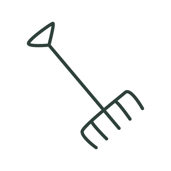 Garden rake line style icon vector design — Stock Vector