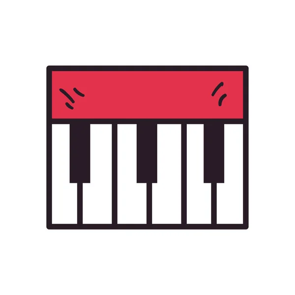 Piano instrument line and fill style icon vector design — Stock Vector