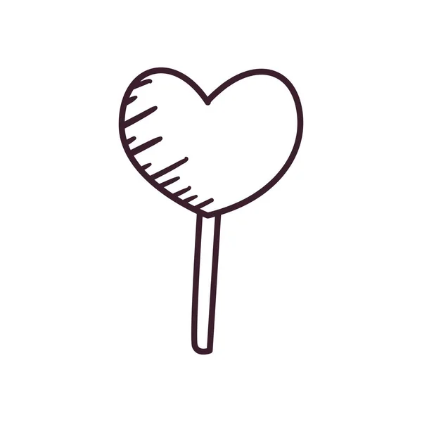Pop sztuka cukierki serce linia styl ikona wektor projekt — Wektor stockowy