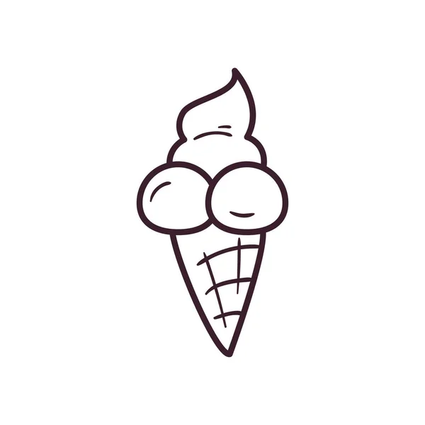 Arte pop helado cono línea estilo icono vector diseño — Archivo Imágenes Vectoriales