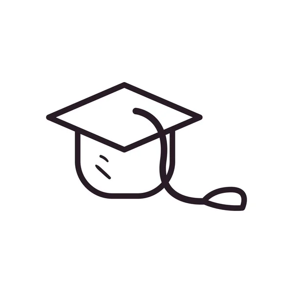 Graduación tapa línea estilo icono vector diseño — Vector de stock