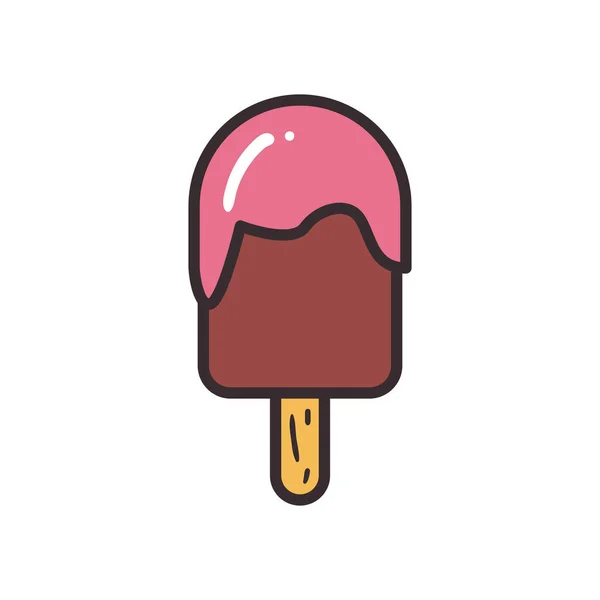 Helado con línea de palo y relleno icono de estilo de diseño de vectores — Archivo Imágenes Vectoriales