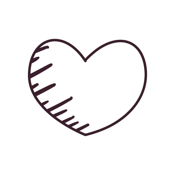 Pop arte coração linha estilo ícone vetor design — Vetor de Stock