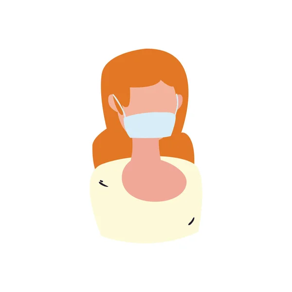 Женщина с медицинской маской свободный стиль формы иконка векторный дизайн — стоковый вектор
