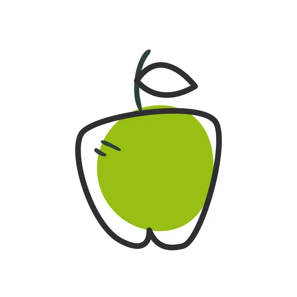 Appel fruit lijn en vul stijl pictogram vector ontwerp — Stockvector
