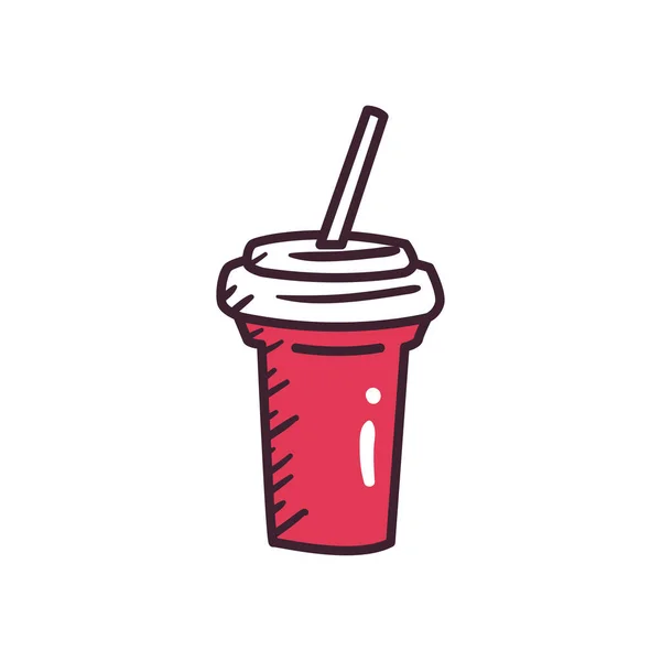 Pop art soda mok lijn en vul stijl pictogram vector ontwerp — Stockvector