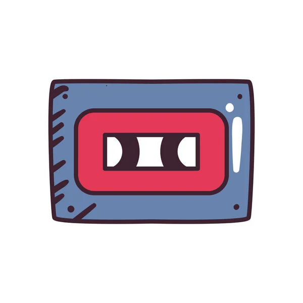 Línea de cassette de arte pop y diseño de vectores icono de estilo de relleno — Vector de stock