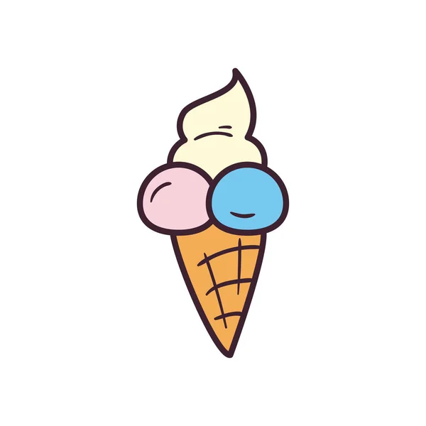 Línea de cono de helado de arte pop y diseño de vectores icono de estilo de relleno — Vector de stock