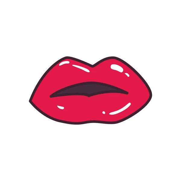 Pop art female mouth line and fill style icon vector design — 스톡 벡터