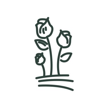 Gül çiçeği çizgisi biçim vektör tasarımı