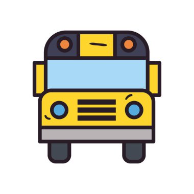 okul yolu hattı ve biçim simgesi vektör tasarımını doldur