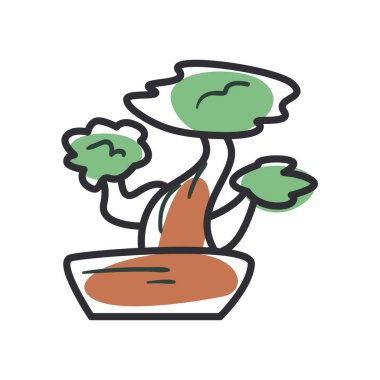 saksı çizgisi içinde bitki ve biçim ikonu vektör tasarımını doldur