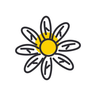 çiçek çizgisi ve biçim ikonu vektör tasarımını doldur