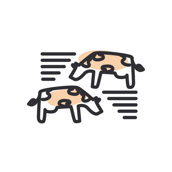 Linha de vacas e design de vetor ícone de estilo de preenchimento — Vetor de Stock