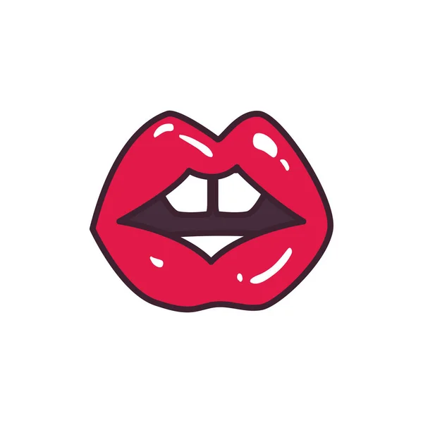 Pop art female mouth line and fill style icon vector design — 스톡 벡터