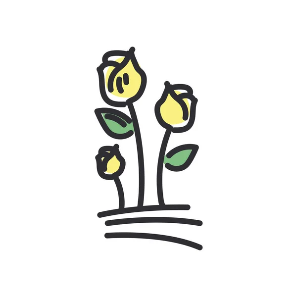 Ligne de fleurs roses et design vectoriel icône de style de remplissage — Image vectorielle