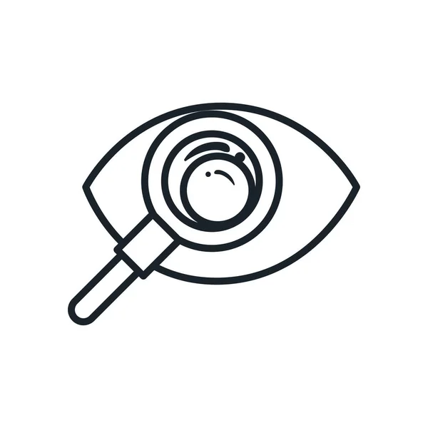 Lupe con disegno vettoriale icona stile linea occhio — Vettoriale Stock