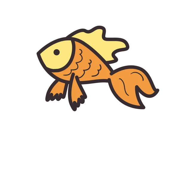 Linha de animais de peixe e design de vetor ícone de estilo de preenchimento — Vetor de Stock