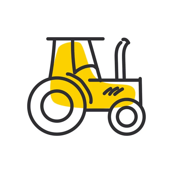 Línea de tractor granja y diseño de vectores icono de estilo de relleno — Vector de stock