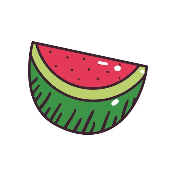 Pop art watermelon baris dan mengisi gaya desain vektor ikon - Stok Vektor