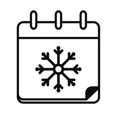 Kar Tanesi simgesine sahip takvim, satır biçimi