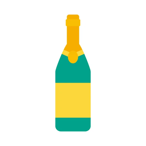 Икона бутылки шампанского, плоский стиль — стоковый вектор