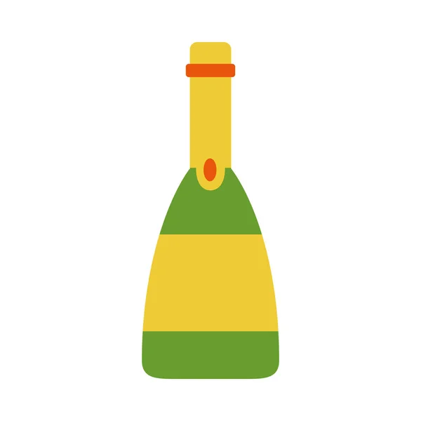 Champagne bottle icon, flat style — Stock Vector