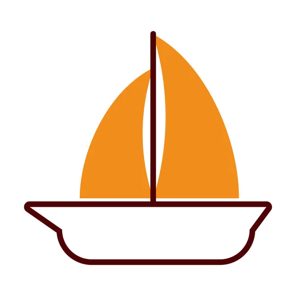 Segelboot-Ikone, Halbleine, halber Farbstil — Stockvektor