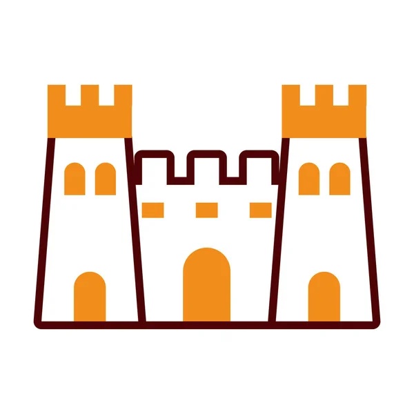 Icono del castillo de arena, media línea de medio color estilo — Archivo Imágenes Vectoriales