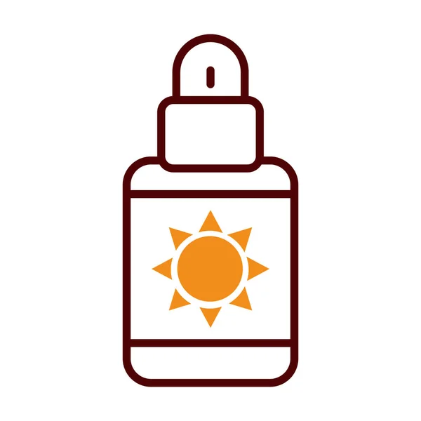 Ícone de garrafa de protetor solar, meia linha estilo meia cor —  Vetores de Stock