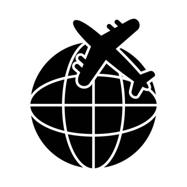 uçağın simgesine sahip küresel küre, siluet biçimi