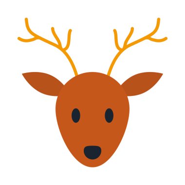 çizgi film geyik kafası simgesi, düz stil