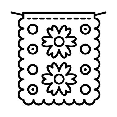 Meksika dizaynlı, çiçekli, çizgi biçimli flama