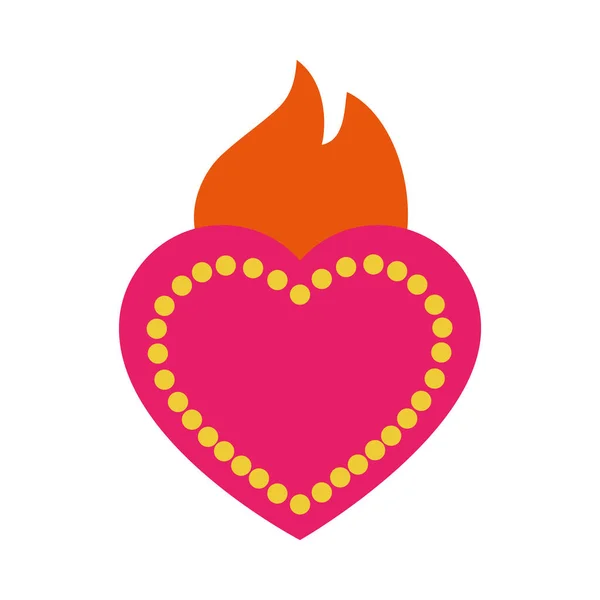 Icône de coeur sacré mexicain, style plat — Image vectorielle