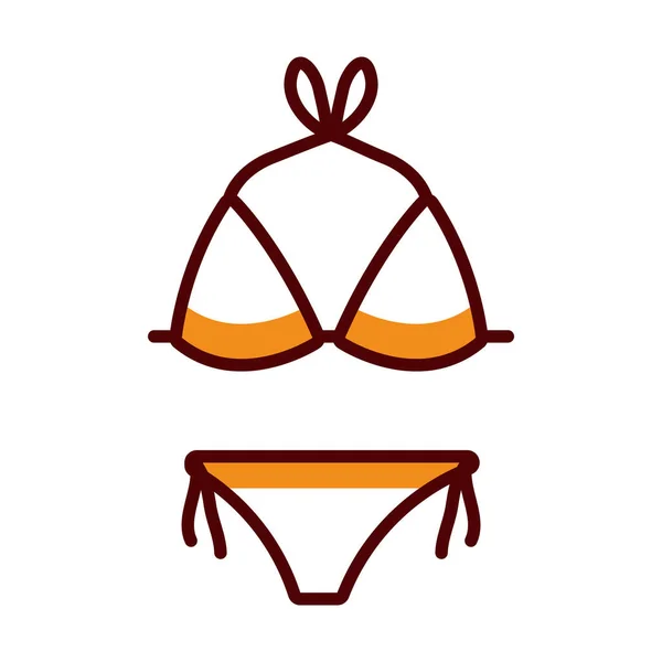 Bikini-Bademode-Ikone, halb Linie halb Farbe Stil — Stockvektor