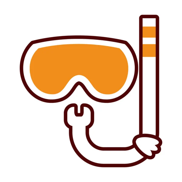 Icono de la máscara de snorkel, media línea medio color estilo — Archivo Imágenes Vectoriales