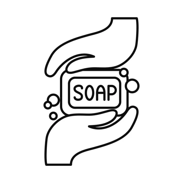 Χέρι πλύσιμο με εικονίδιο μπαρ σαπούνι, γραμμή στυλ — Διανυσματικό Αρχείο