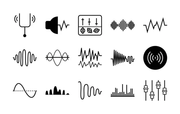 Icon set of sound waves and tuning fork, vector illustration — Stock Vector