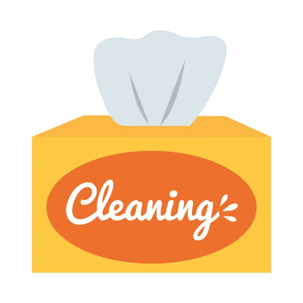 Cleaning concept, tissue box icon, flat style — Stock Vector