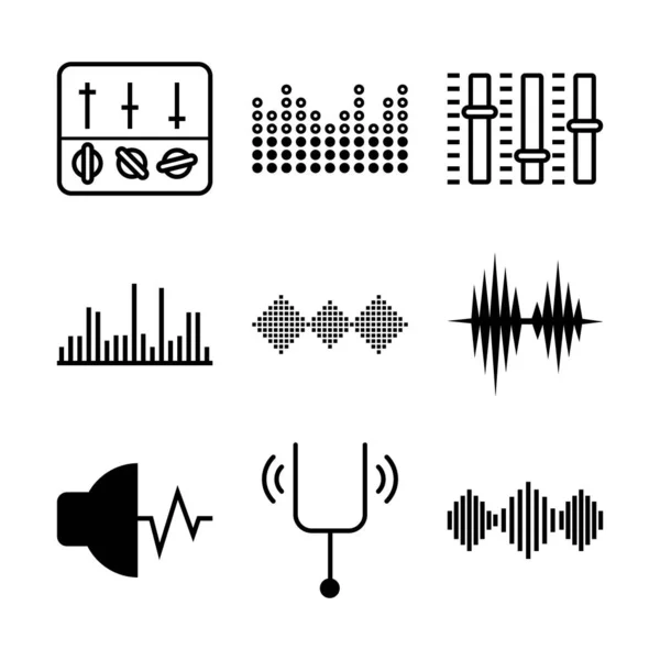 Icône ensemble d'ondes sonores et égaliseur, illustration vectorielle — Image vectorielle