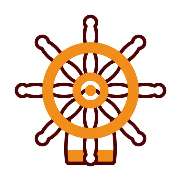 Icône de roue de gouvernail, demi-ligne style demi-couleur — Image vectorielle
