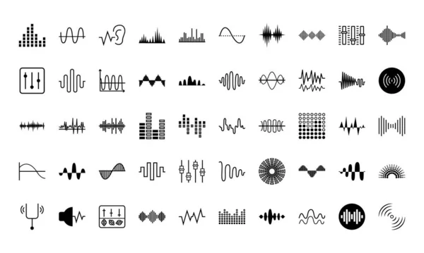 Schallwellen Icon Set, Vektorillustration — Stockvektor