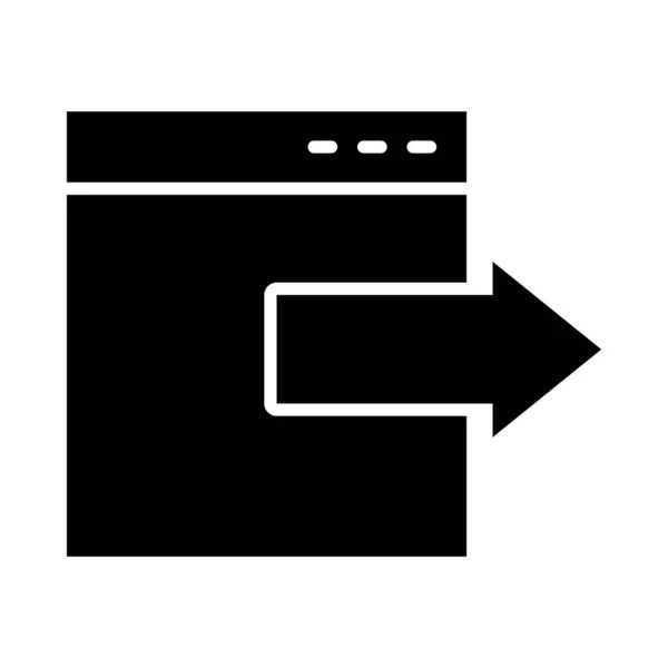 Fenêtre du navigateur avec icône flèche, style silhouette — Image vectorielle