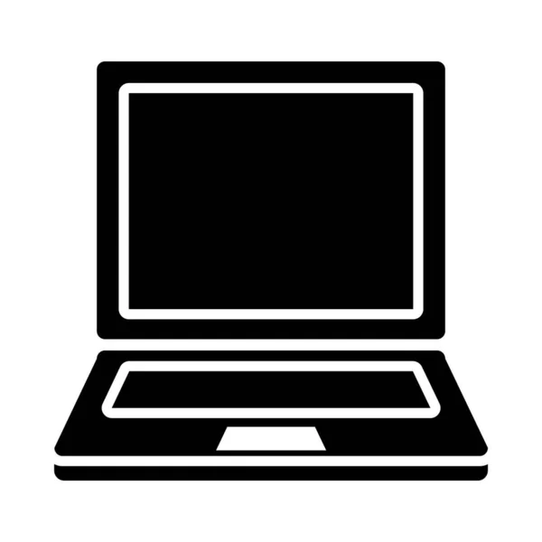 Laptop-Computer-Ikone, Silhouettenstil — Stockvektor