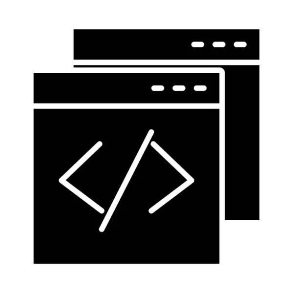 Icône de codage navigateur web, style silhouette — Image vectorielle