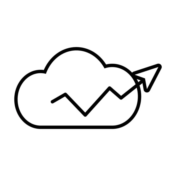 Nube con flecha financiera hasta icono, estilo de línea — Archivo Imágenes Vectoriales