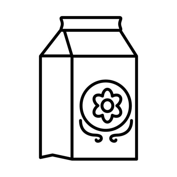 Caja de jugo con icono de flor, estilo de línea — Vector de stock