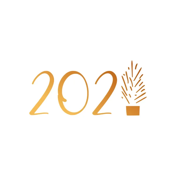 2021 fenyő arany gradiens stílusú ikon vektor design — Stock Vector